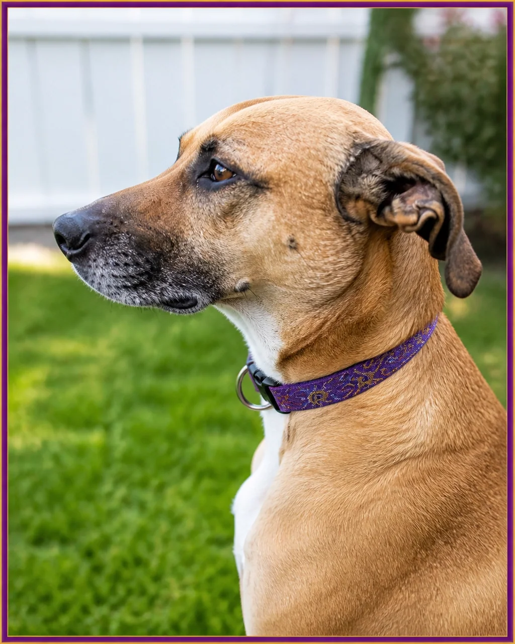 Brown dog with a healthy coat during an outdoor check